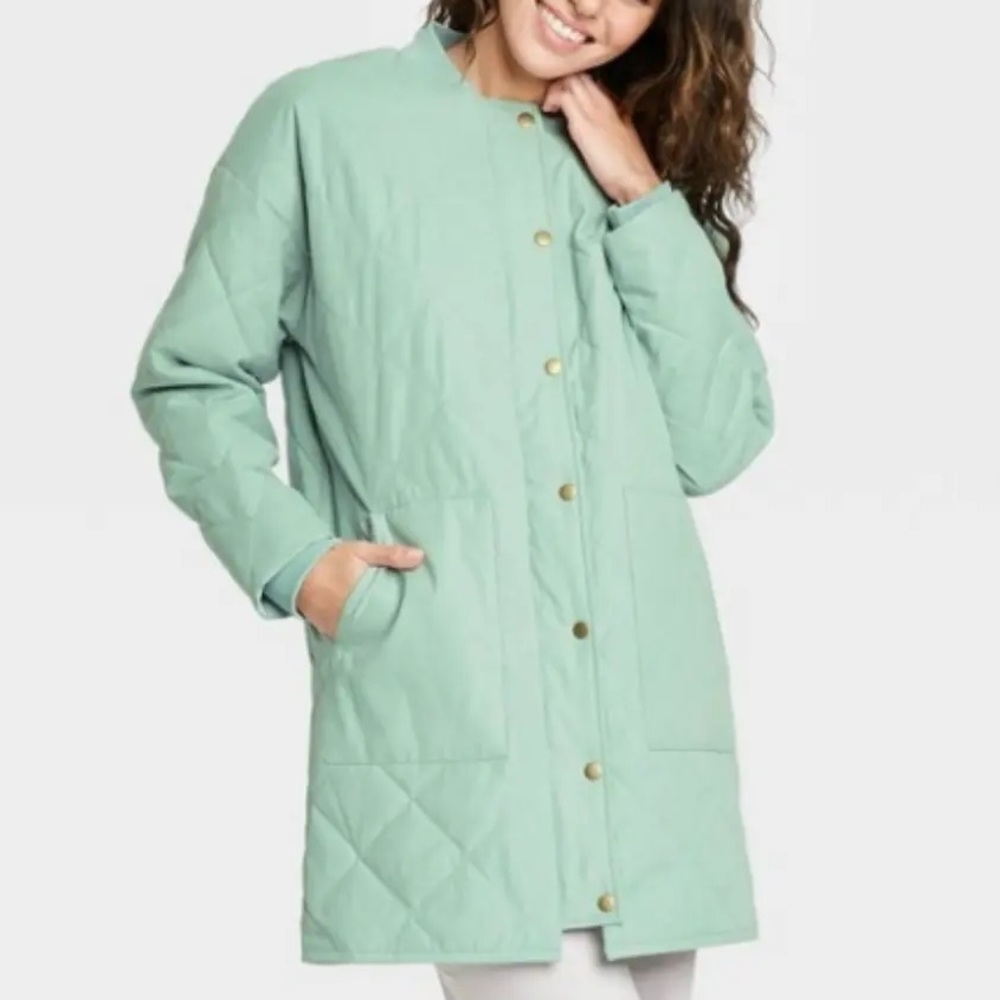 Universal Thread Quilted Jacket Green Plus Size Spring NEW - Picture 3 of 11
